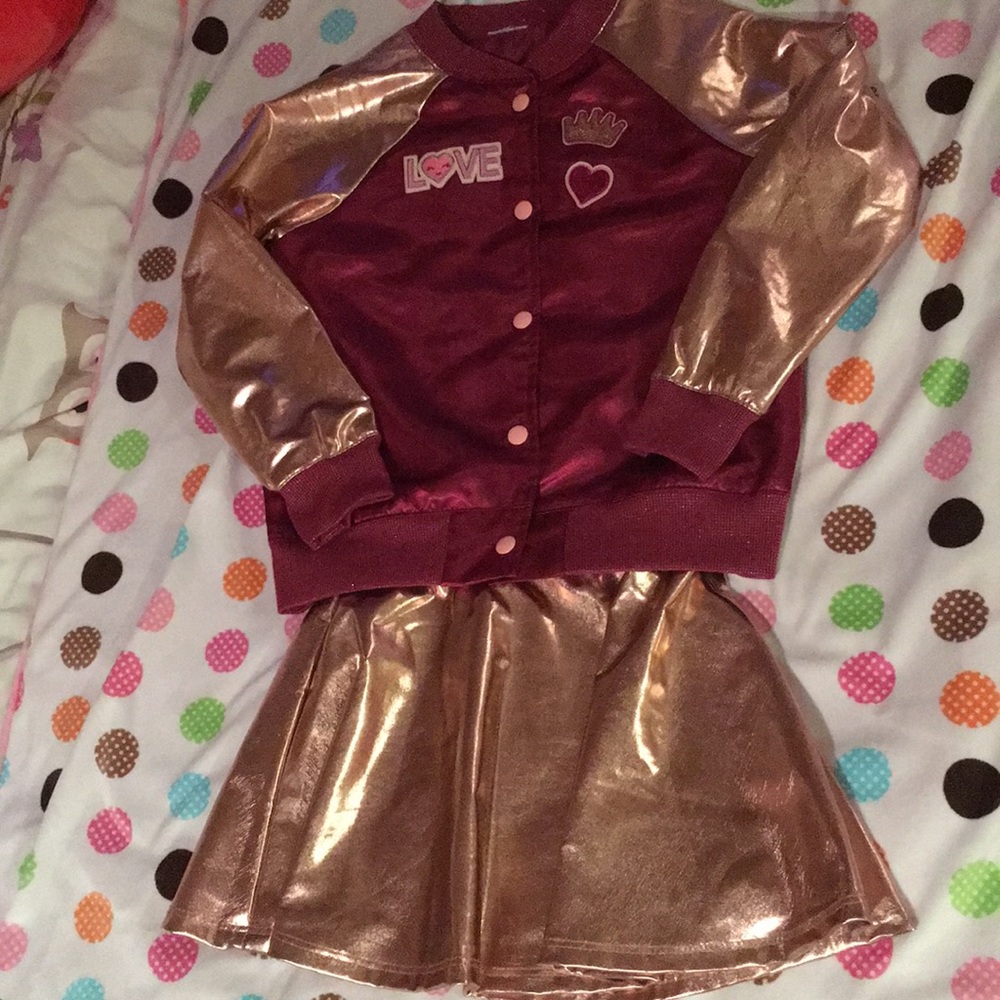 Shimmer skirt and matching jacket.
